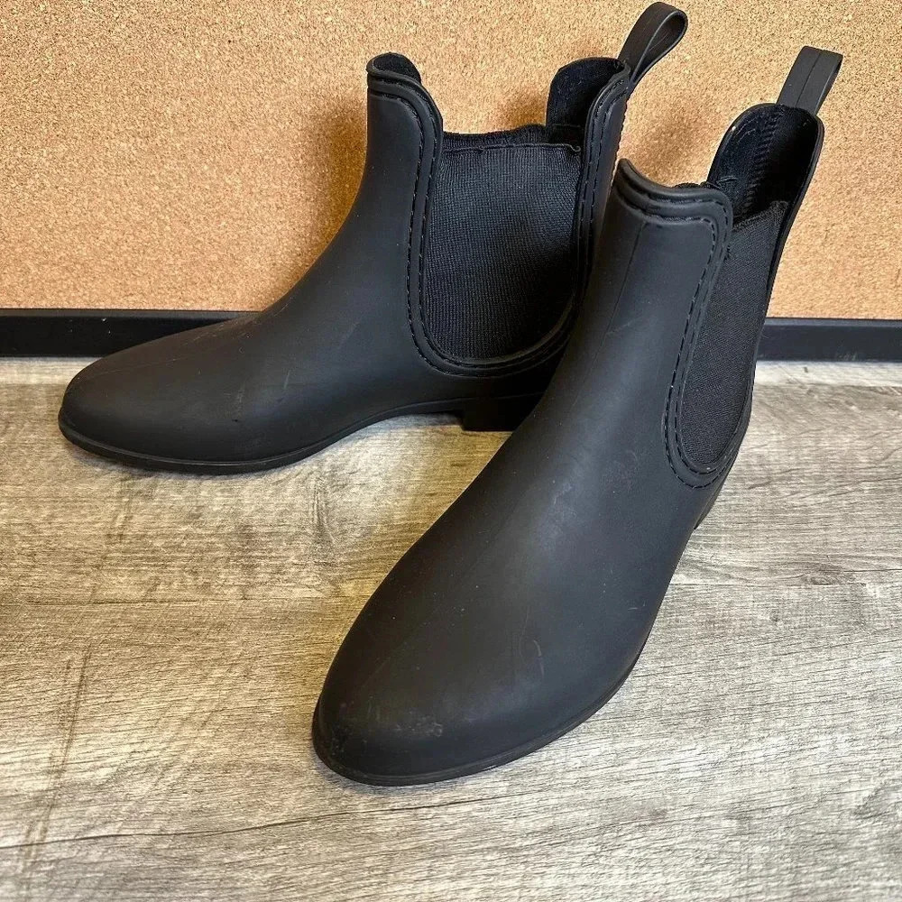 Jeffrey Campbell Black Chelsea Rain Boots Size 8